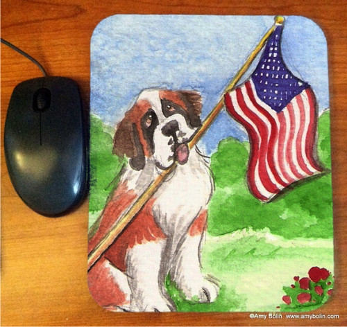 "Proud To Be American" Saint Bernard Mouse Pad