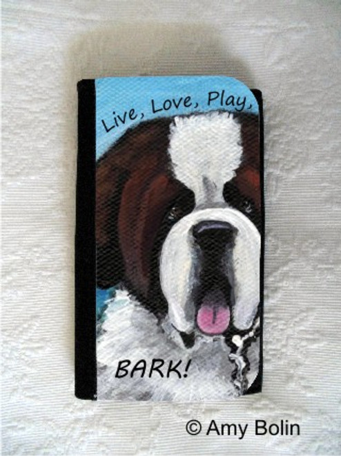 "Live, Love, Play, BARK!" Saint Bernard Large Organizer Wallet