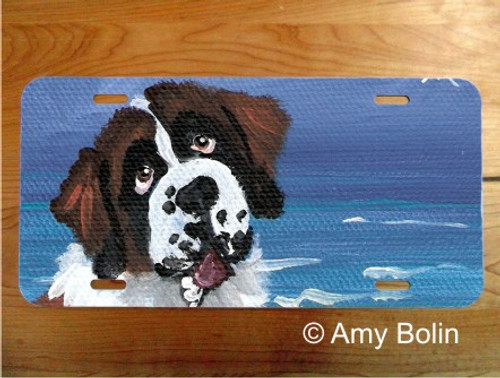 "A Day At The Beach" Saint Bernard License Plate