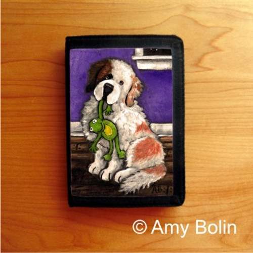 "Bedtime Buddies" Half Mask Saint Bernard Trifold Wallet