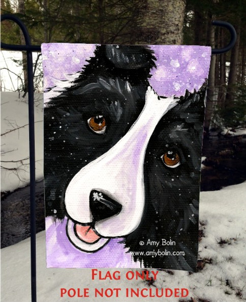 "Wish Upon A Snowflake" Bi Black Shetland Sheepdog Garden Flag