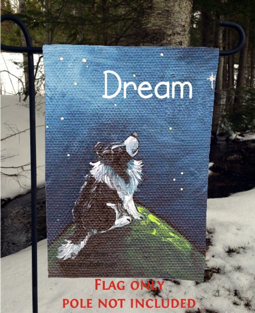 "Dream" Bi Black Shetland Sheepdog Garden Flag