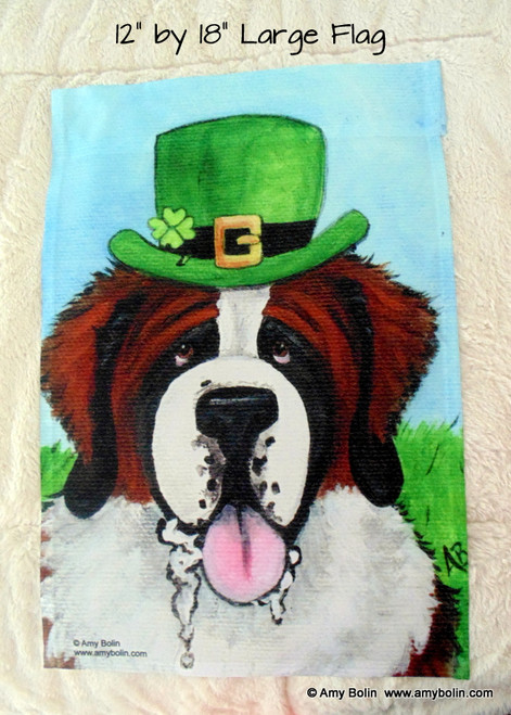 "A Big, Wet Irish Kiss" Saint Bernard Garden Flag