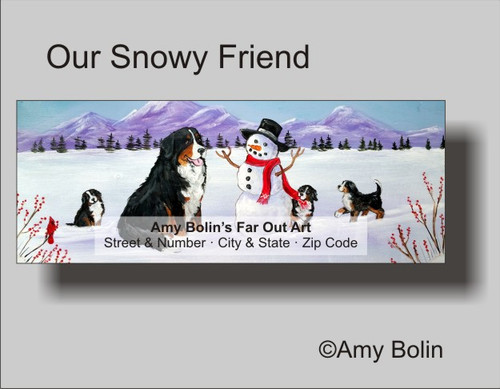 "Our Snowy Friend" Bernese Mountain Dog Address Labels