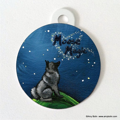 "Moose Magic" Norwegian Elkhound Double Sided Pet ID Tag