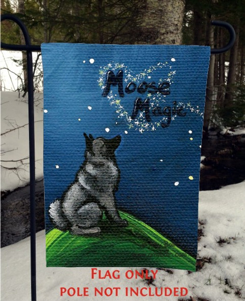 "Moose Magic" Norwegian Elkhound Garden Flag