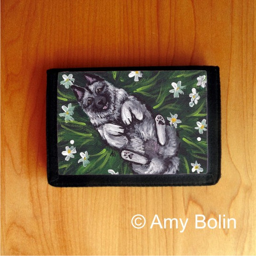 "Happiness Is A Field Of Daisies" Norwegian Elkhound Trifold Wallet