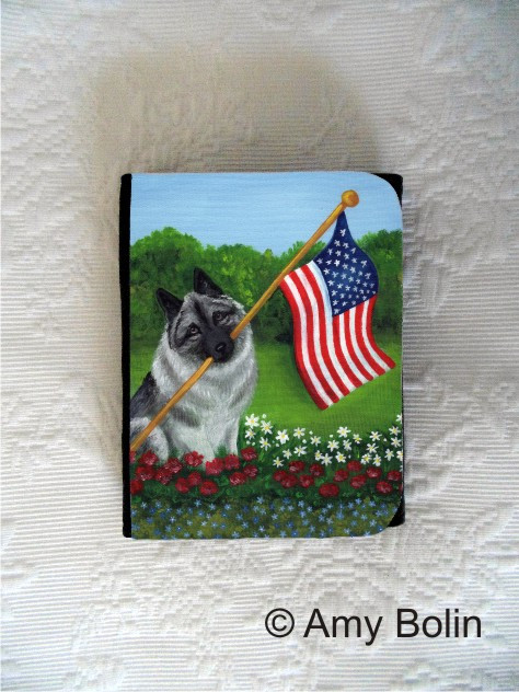 "Proud To Be American" Norwegian Elkhound Small Organizer Wallet