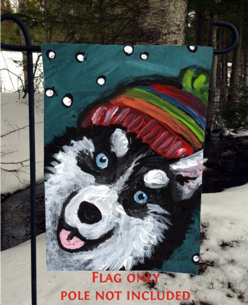 "Snowy Weather" Siberian Husky Garden Flag