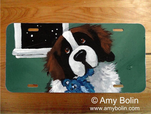 "Bedtime Buddies" Saint Bernard License Plate