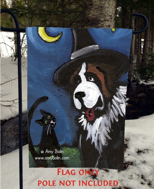 "Happy Halloween 2" Saint Bernard Garden Flag