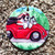 "Summer Is For Cruising" Saint Bernard Ceramic Ornament Round