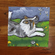 "Spring's Simple Pleasures" Blue Merle Shetland Sheepdog Lens Cleaning Cloth