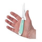 KNIFE #18100 SMOOTH SEAFOAM GREEN G-10 TRAPPER