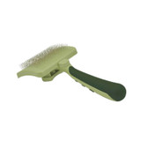 SAFARI DOG SELF-CLEANING SLICKER BRUSH, LIGHT GREEN/DARK GREEN, SMALL