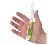 KNIFE #27860 PEACH SEED JIG GREEN APPLE BONE TRAPPER