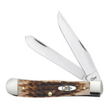 KNIFE #00164 PEACH SEED JIG AMBER BONE TRAPPER