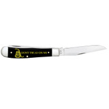 KNIFE #06090 "DON'T TREAD ON ME" EMBELLISHED SMOOTH BLACK SYNTHETIC TRAPPER, 06090
