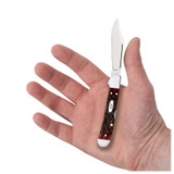 KNIFE #25134 MAHOGANY BONE PEACH SEED JIG MINI COPPERLOCK