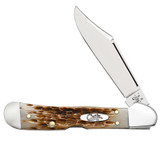 KNIFE #00133 PEACH SEED JIG AMBER BONE MINI COPPERLOCK