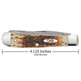 KNIFE #00163 AMBER BONE PEACH SEED JIG CHROME VANADIUM TRAPPER