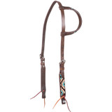 HEADSTALL, SLIP EAR BEADED CHOCOLATE/TAN