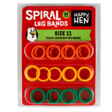 HAPPY HEN SPIRAL LEG BANDS SIZE 11 ASSORTED COLORS