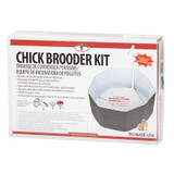 CHICK BROODER KIT Includes washable and reusable durable plastic corrugated wall and stand made of sturdy PVC pipe with hook for a Brooder Lamp to be hung. Measures 3' in diameter