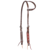 BEADED DIAMOND SLIP EAR HEADSTALL, TURQUOISE/RUST