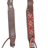 BEADED DIAMOND SLIP EAR HEADSTALL, TURQUOISE/RUST