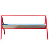 4' GROUND V-TROUGH, RED LEGS/GALVANIZED TROUGH