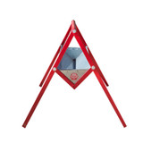 4' GROUND V-TROUGH, RED LEGS/GALVANIZED TROUGH