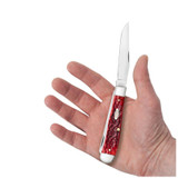 KNIFE #31950 PEACH SEED JIG DARK RED BONE CS TRAPPER