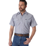 70131MW COWBOY CUT WORK SHORT SLEEVE WESTERN SNAP SOLID CHAMBRAY SHIRT IN CHAMBRAY