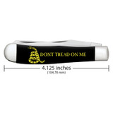 KNIFE #06090 "DON'T TREAD ON ME" EMBELLISHED SMOOTH BLACK SYNTHETIC TRAPPER, 06090