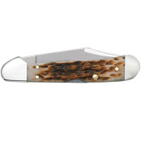 KNIFE #00133 PEACH SEED JIG AMBER BONE MINI COPPERLOCK