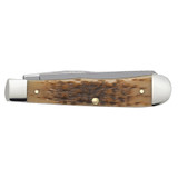 KNIFE #00163 AMBER BONE PEACH SEED JIG CHROME VANADIUM TRAPPER
