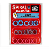 HAPPY HEN SPIRAL LEG BANDS SIZE 9 ASSORTED COLORS