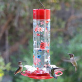 NATURE'S WAY VINTAGE BLOSSOM DECORATIVE GLASS  HUMMINGBIRD FEEDER 20oz