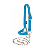 *D NYLON ADJUSTABLE SHEEP HALTER WITH CHAIN LEAD, BLUE, 35-8111-BL
