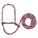*D POLY ROPE SHEEP HALTER MAROON/GRAY/WHITE