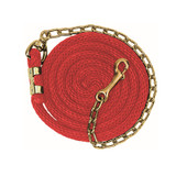 5/8" X 8'6" (including chain) POLY LEAD ROPE WITH BRASS PLATED SWIVEL CHAIN, SOLID RED 35-2125-S2