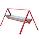 4' GROUND V-TROUGH, RED LEGS/GALVANIZED TROUGH