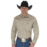 MS70319 COWBOY CUT FIRM FINISH, LONG SLEEVE, WESTERN SNAP SOLID WORK SHIRT, KHAKI