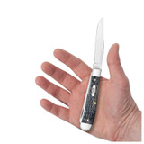 KNIFE #58410 POCKET WORN GRAY BONE CRANDALL JIG TRAPPER