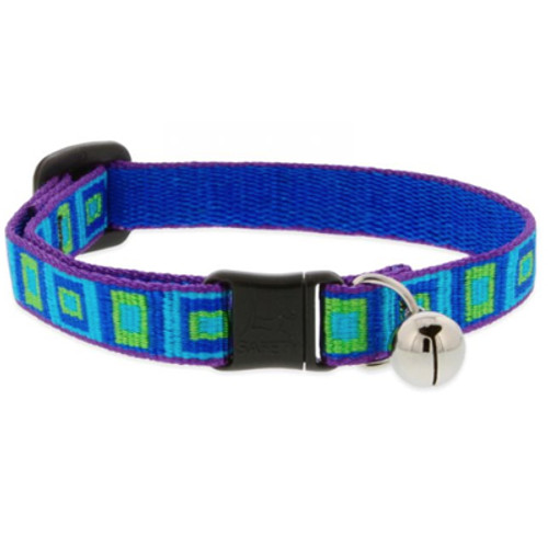 LUPINE, 1/2" 8-12" WITH BELL SEA GLASS, CAT COLLAR LUPINE, 1/2" 8-12" WITH BELL SEA GLASS, CAT COLLAR
