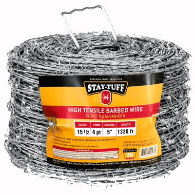 BARBED WIRE STAY-TUFF 14GA 2PT, HIGH-TENSILE BARBED WIRE, CLASS 3