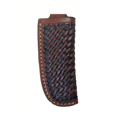 KNIFE SHEATH, BASKET WEAVE, 3 3/4" LEAHTER, TAN