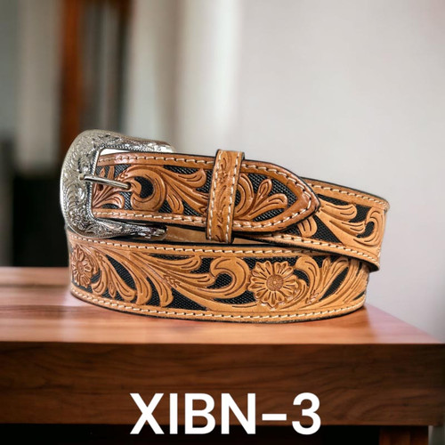 LEATHER BELT,TWISTED X,FLORAL TOOLED