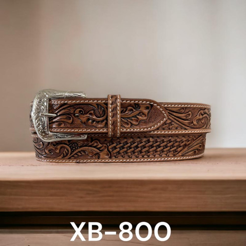 TWISTED X BELT, NATURAL COLOR, BASKET FLORAL TOOLING